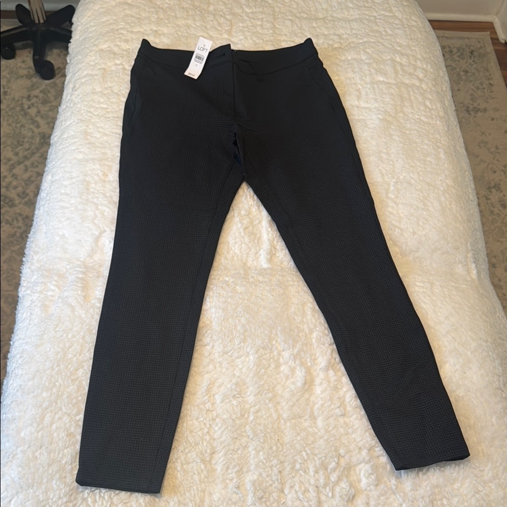LOFT Charcoal Checkered Trousers